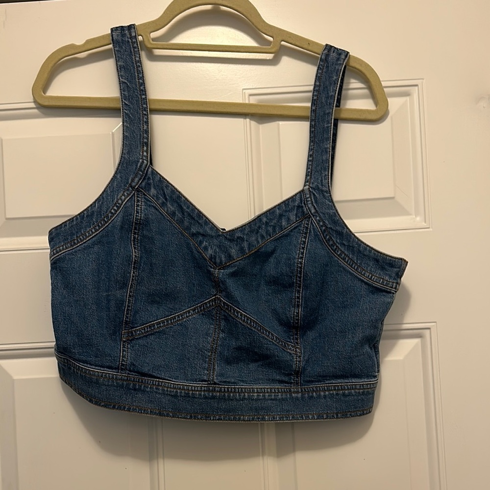 Madewell Blue Bustier Crop Tank Top